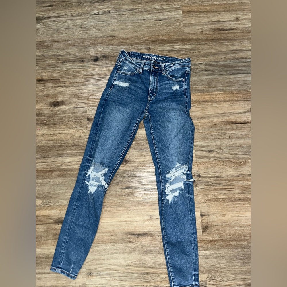 American Eagle Outfitters Women's Distressed Skinny Jeans High Rise Jeggings
